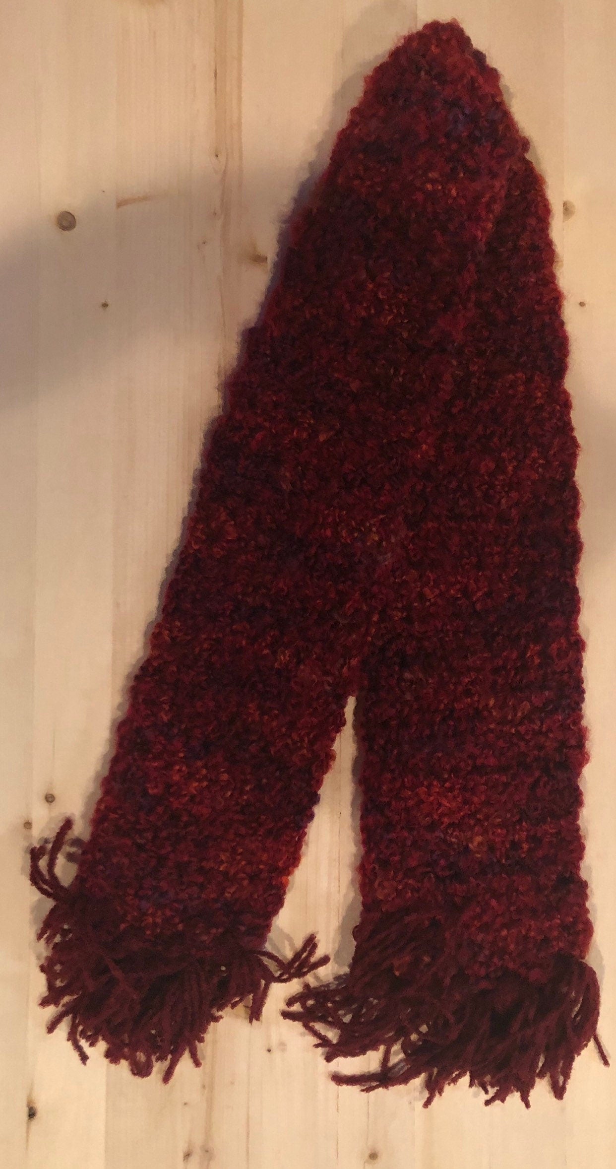 Chunky Burgundy Crochet Scarf