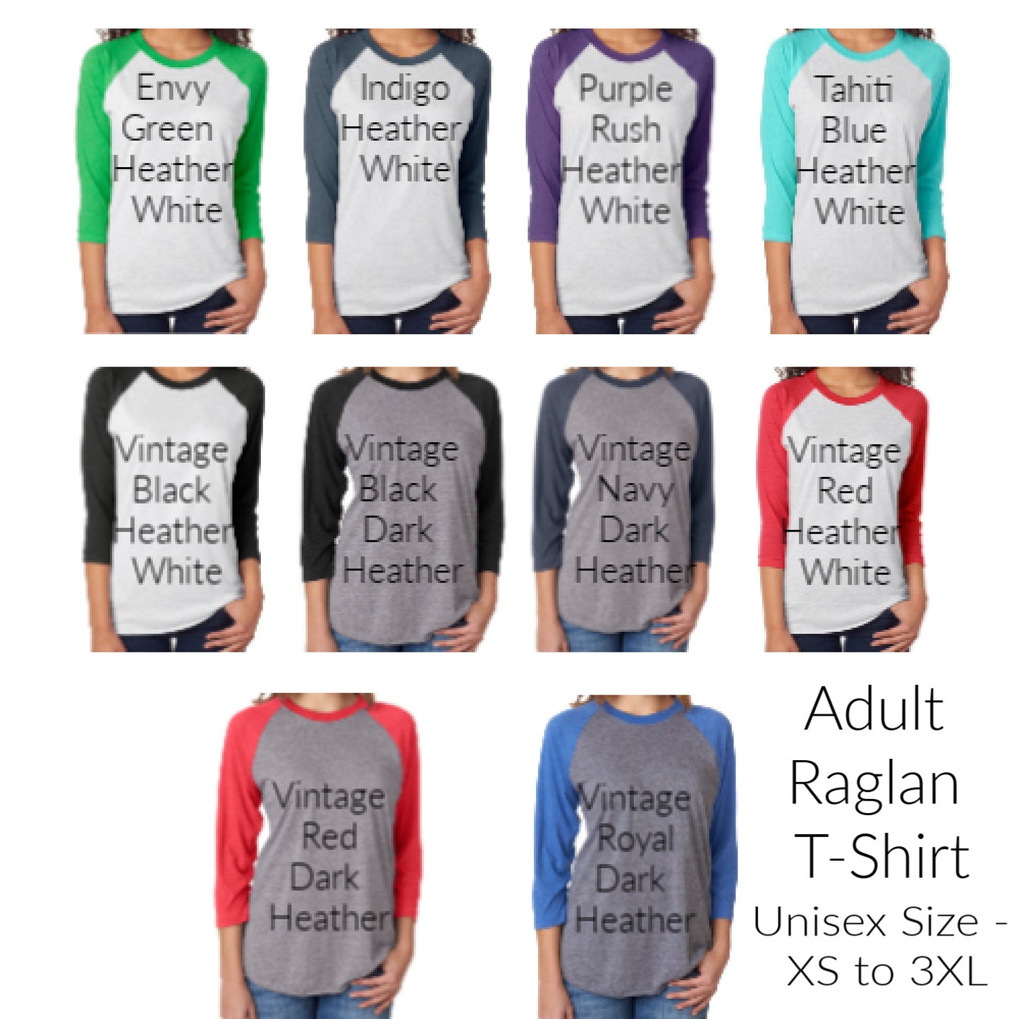 Customize your own T-Shirt - Unisex Adult Raglan Tee