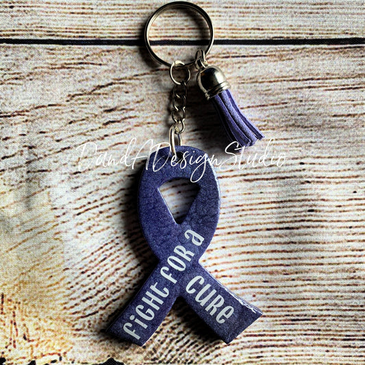 Esophageal Cancer/Stomach Cancer Periwinkle Ribbon Keychain