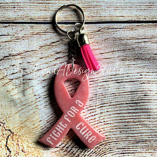 Breast Cancer Awareness Pink Ribbon Keychain