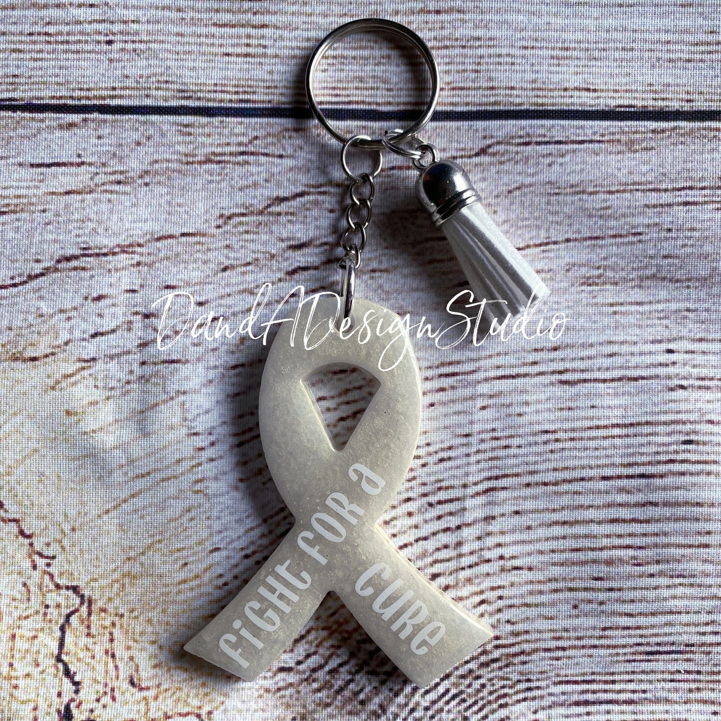 Lung Cancer Awareness White Ribbon Keychai