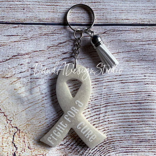 Lung Cancer Awareness White Ribbon Keychai