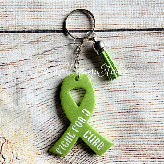 Non-Hodgkin's Lymphoma/Lyme's Disease Lime Green Ribbon Keychain