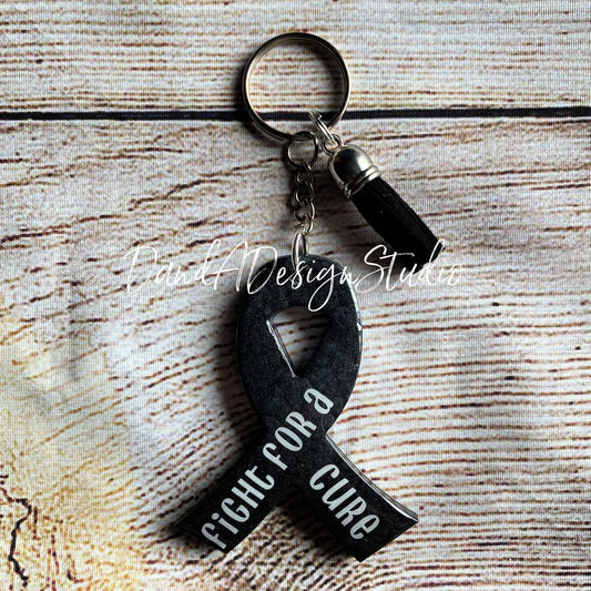 Melanoma Awareness Black Ribbon Keychain