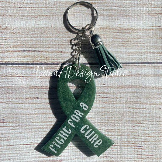 Liver Cancer Awareness Emerald Ribbon Keychain
