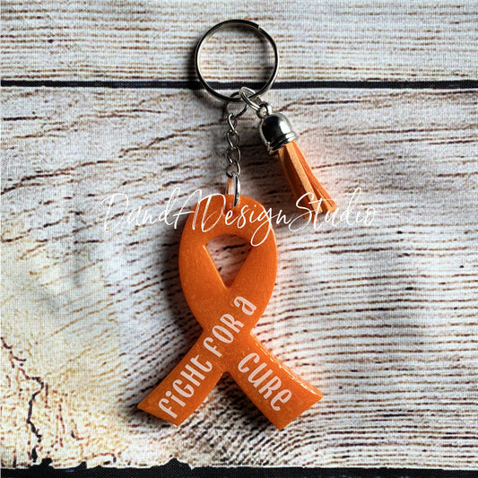 Kidney Cancer/ Multiple Sclerosis/Leukemia Awareness Orange Ribbon Keychain