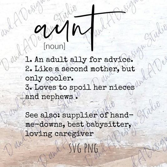 Aunt Definition SVG Digital File