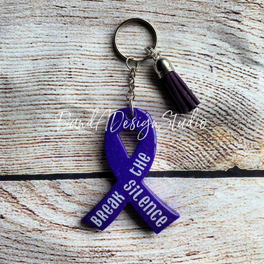 Domestic Violence Awareness Purple Ribbon Keychain