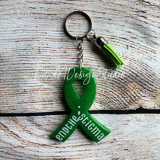 Mental Health Awareness Green Ribbon Keychain
