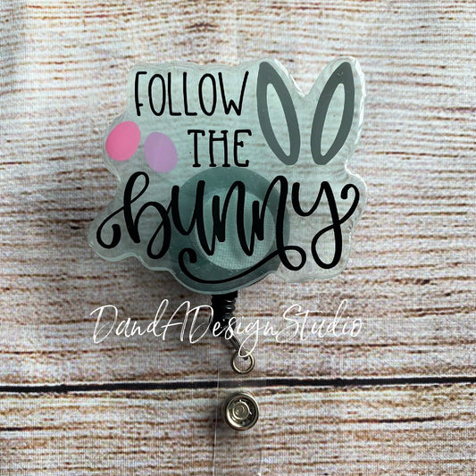 Follow the Bunny Easter Resin Badge Reel