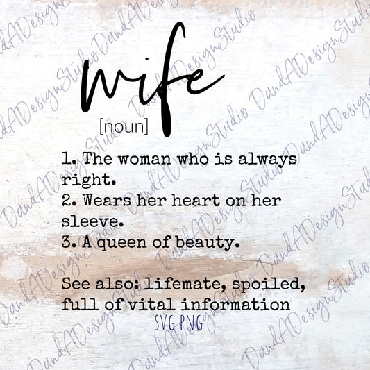 Wife Definition SVG Digital File