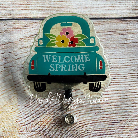 Welcome Spring Resin Badge Reel